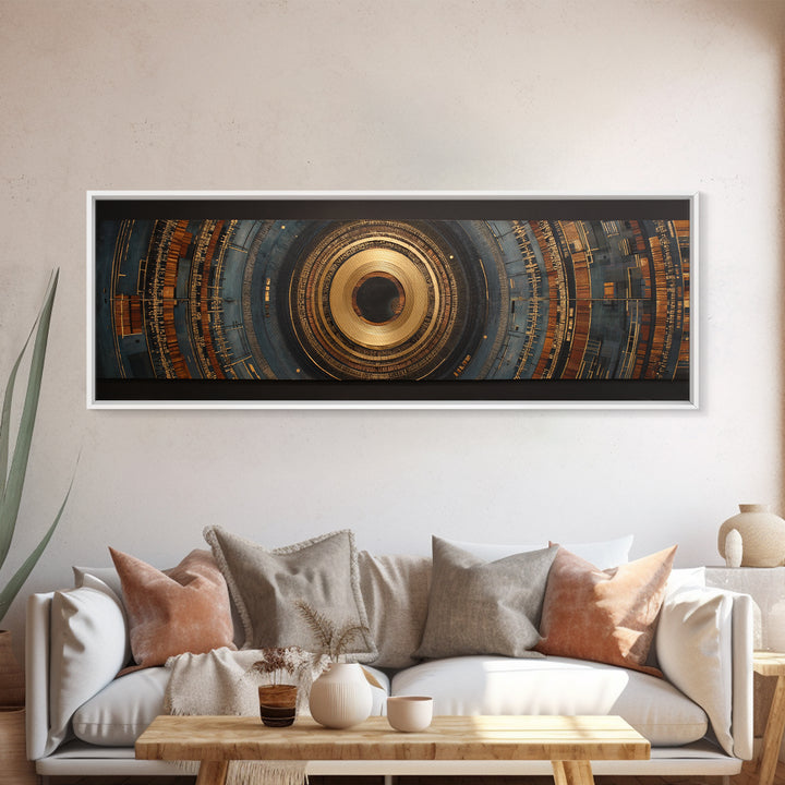Gold Record Circular Composition Framed Canvas Print, Recording Studio Art, Music Wall Decor, Studio Decor, Fine Art, Analog, RSA-3x1-15