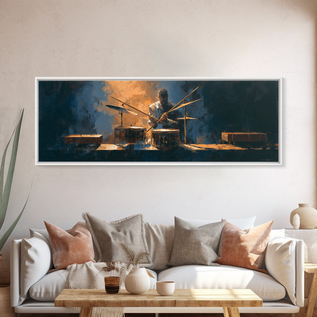 Drumsticks Crossed over Snare Drum Framed Canvas Print, Recording Studio Art, Wall Art, Studio Decor, Fine Art, Analog, RSA-3x1-2
