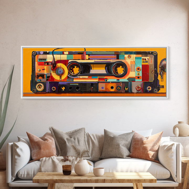 Retro Cassette Tape Framed Canvas Print, Recording Studio Art, Modern Decor, Studio Decor, Fine Art, Analog, Wall Decor, RSA-3x1-27
