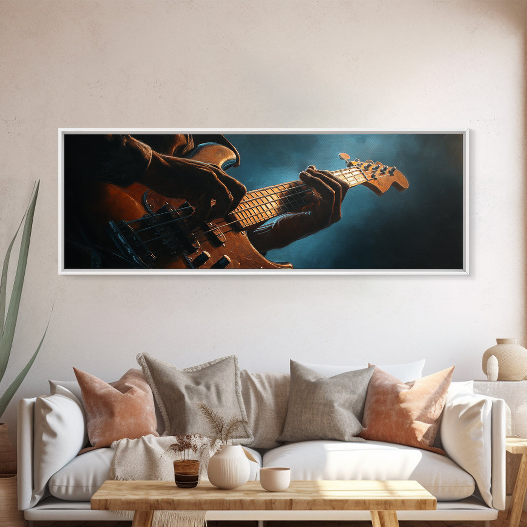 Musician Hands on Guitar Strings Canvas Print, Recording Studio Art, Fine Art Print, Studio Decor, Abstract Art, Analog, RSA-3x1-31