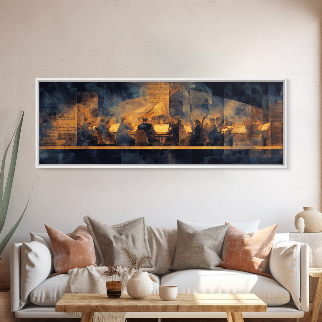Conductor Baton and Sheet Shapes Without Text Framed Canvas Print, Recording Studio Art, Dtf Prints, Studio Decor, Analog, RSA-3x1-58