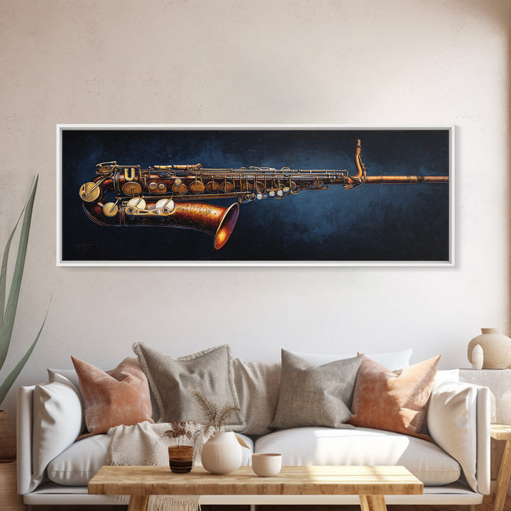 Brass Saxophone on Dark Velvet Canvas Print, Recording Studio Art, Wall Art, Studio Decor, Fine Art, Analog, Music Posters, RSA-3x1-80