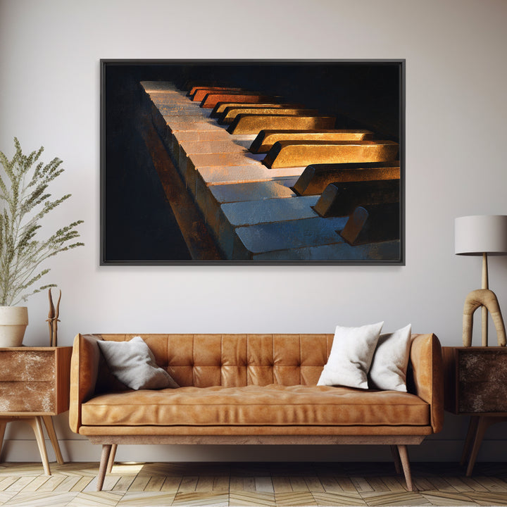 Piano Keys Fading into Shadow Canvas Print, Recording Studio Art, Mid Century Modern, Studio Decor, Fine Art, Analog, RSA-3x2-12