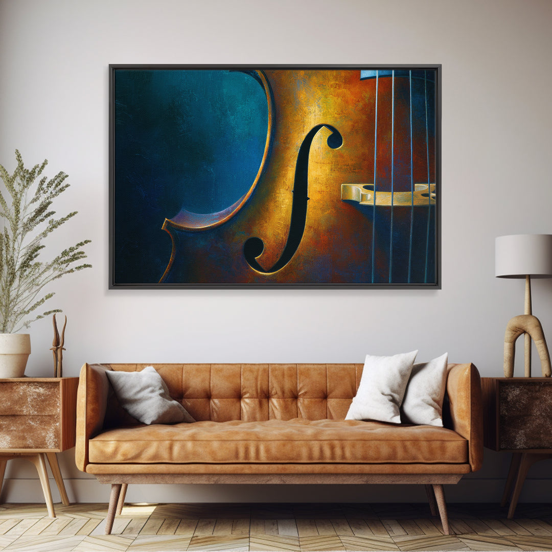 Cello Curve Closeup Framed Canvas Print, Recording Studio Art, Modern Wall Art, Studio Decor, Fine Art, Analog, Music Decor, RSA-3x2-24
