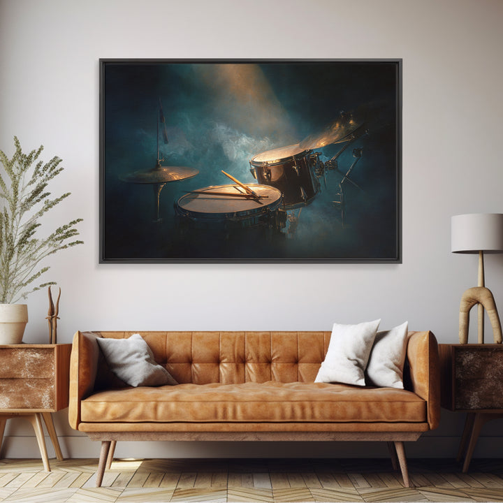 Drumsticks Crossed over Snare Drum Canvas Print, Recording Studio Art, Wall Sculpture, Studio Decor, Fine Art, Analog, RSA-3x2-38