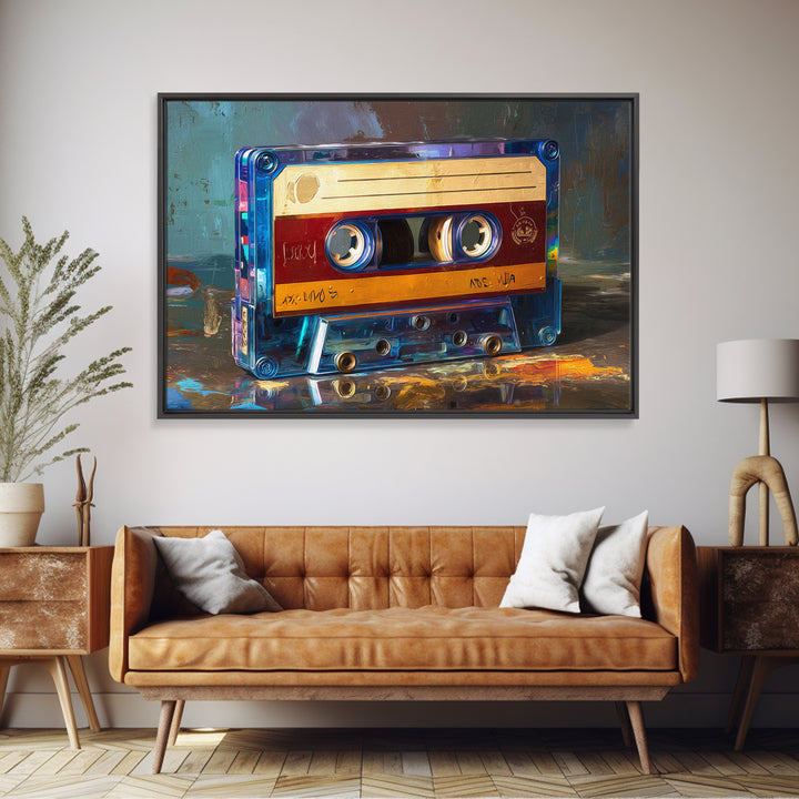 Retro Cassette Tape Framed Canvas Print, Recording Studio Art, Music Studio, Studio Decor, Fine Art, Analog, Modern Decor, RSA-3x2-39