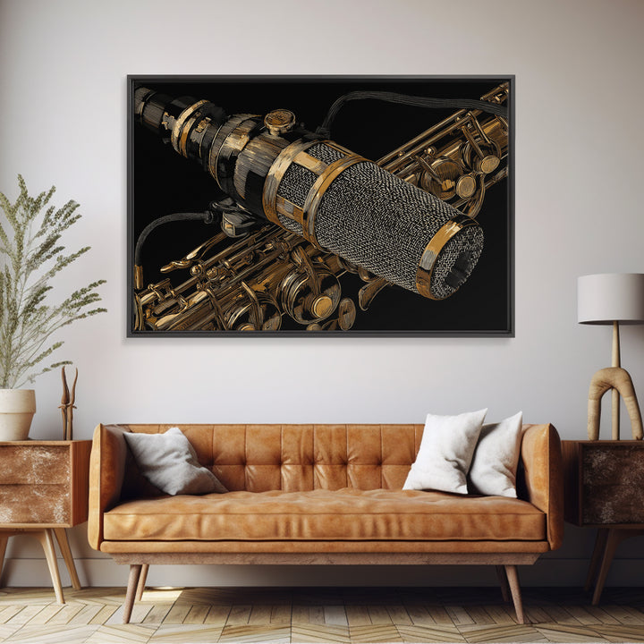 Microphone Cable Forming Elegant Line Art Canvas Print, Recording Studio Art, Kids Room Art, Studio Decor, Fine Art, Analog, RSA-3x2-49
