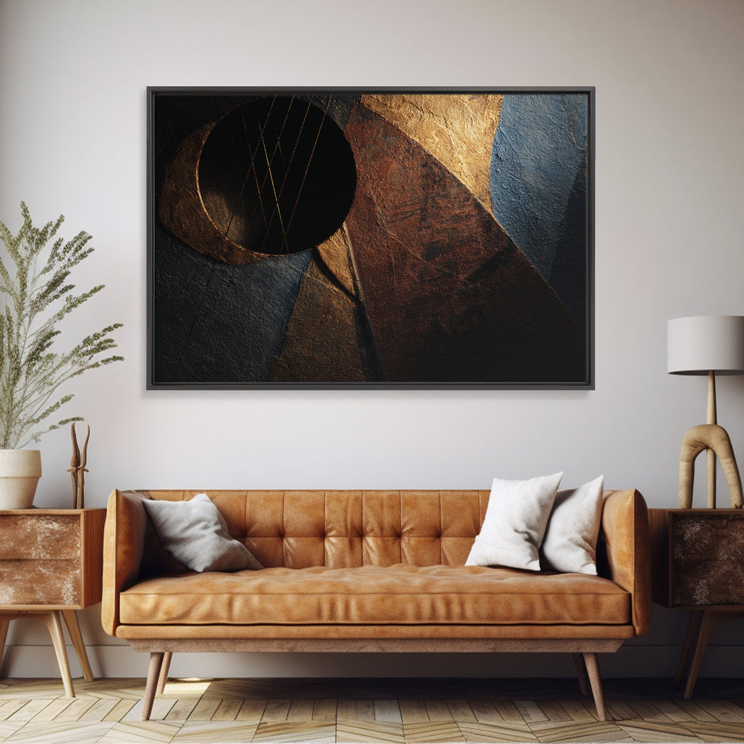 Album Cover Abstract Without Readable Text Framed Canvas Print, Recording Studio Art, Music Poster, Studio Decor, Analog, RSA-3x2-50