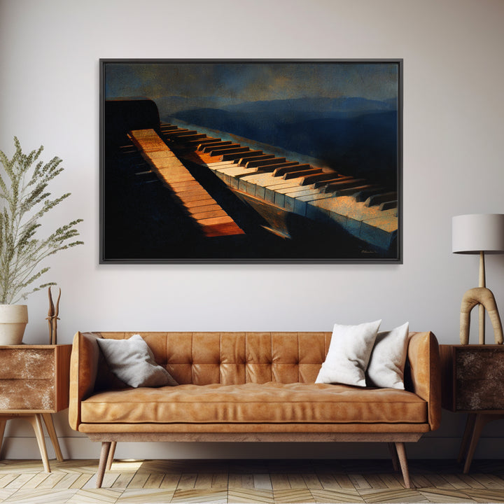Piano Keys Fading into Shadow Framed Canvas Print, Recording Studio Art, Youtube Studio Decor, Studio Decor, Fine Art, Analog, RSA-3x2-60