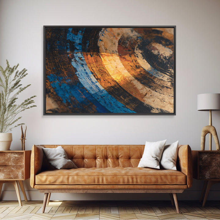 Vinyl Groove Closeup as Circular Abstract Framed Canvas Print, Recording Studio Art, Music Art, Studio Decor, Abstract Art, RSA-3x2-90