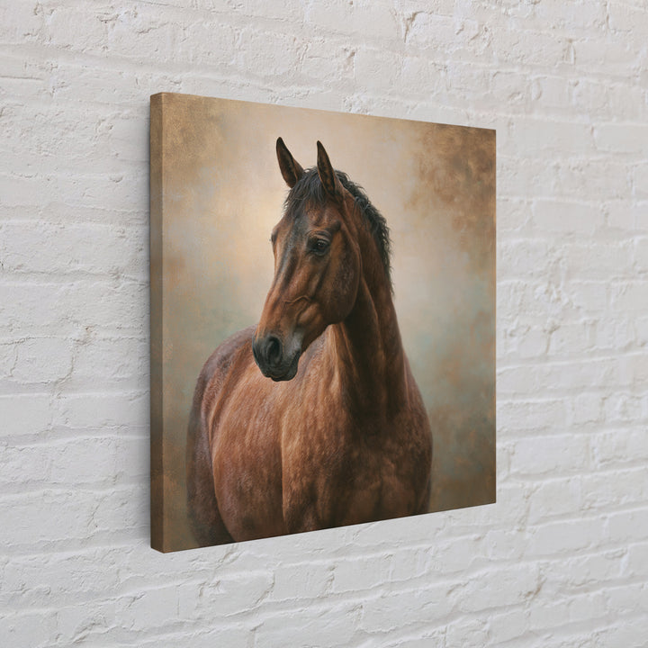 Brown Horse Portrait Canvas Print, Rustic Art, Downloadable Art, Farmhouse Decor, Oil Painting, Rustic, Textured Painting, RUS-1x1-5