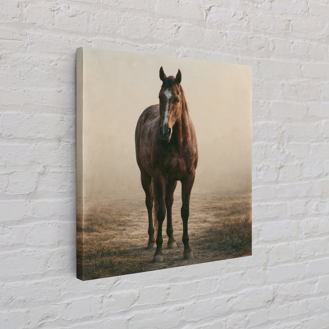 Brown Horse Portrait Canvas Print, Rustic Art, Room Decor, Farmhouse Decor, Fine Art, Rustic, Oil Painting, Digital Print, RUS-1x1-77