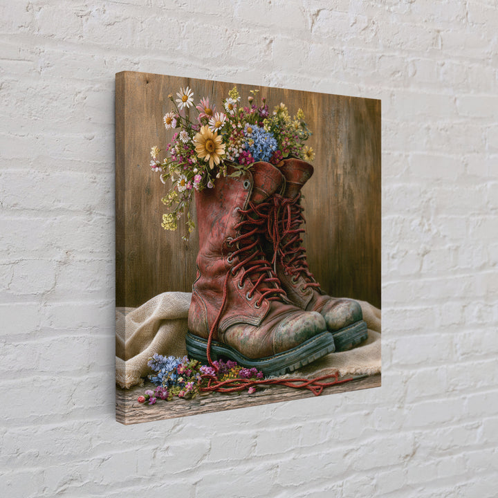 Old Boots Filled Framed Canvas Print, Rustic Art, Gallery Decor, Farmhouse Decor, Fine Art, Rustic, Contemporary Art, RUS-1x1-78