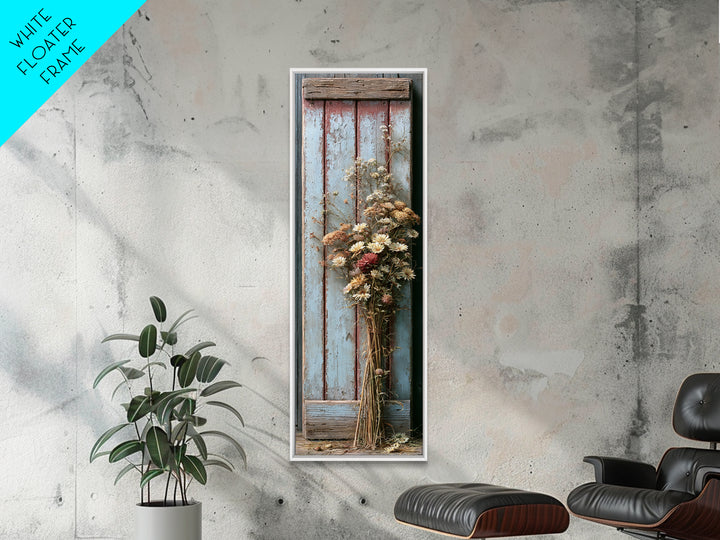 Weathered Barn Wood and Wildflower Still Life Canvas Print, Rustic Art, Fine Art Print, Farmhouse Decor, Oil Painting, Rustic, RUS-1x3-13