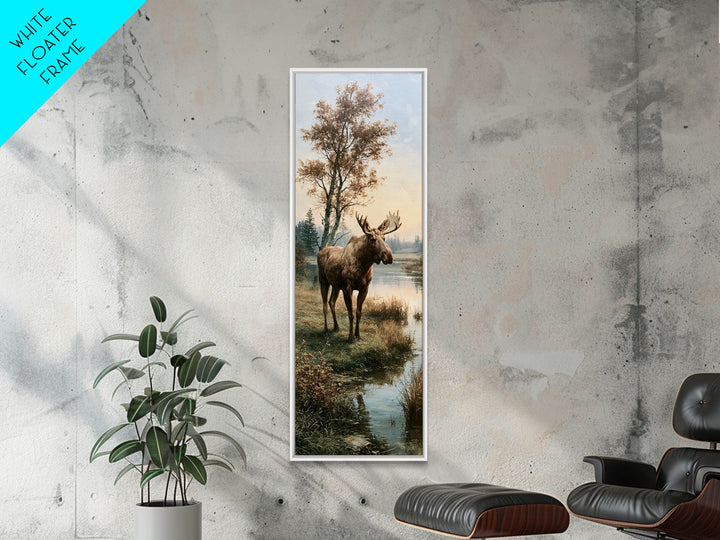 Moose Standing by a Quiet Lake Canvas Print, Rustic Art, Gallery Decor, Farmhouse Decor, Fine Art, Rustic, Contemporary Art, RUS-1x3-21
