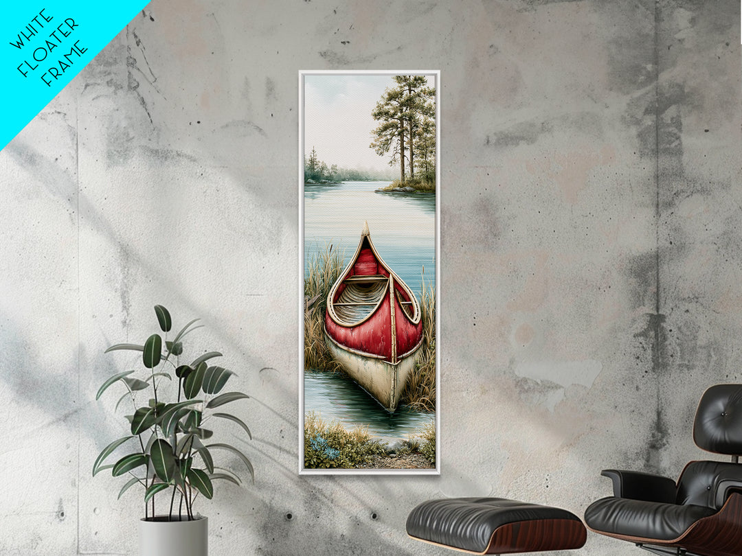 Old Canoe Pulled Onto a Lake Shore Canvas Print, Rustic Art, Textured Painting, Farmhouse Decor, Fine Art, Rustic, RUS-1x3-32