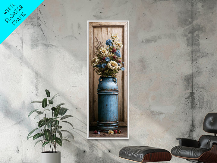 Weathered Barn Wood and Wildflower Still Life Canvas Print, Rustic Art, Fine Art Print, Farmhouse Decor, Oil Painting, Rustic, RUS-1x3-37