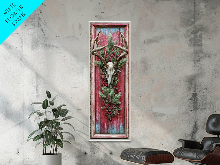 Deer Antlers with Pine Branches and Berries Canvas Print, Rustic Art, Landscape Wall Art, Farmhouse Decor, Fine Art, Rustic, RUS-1x3-38