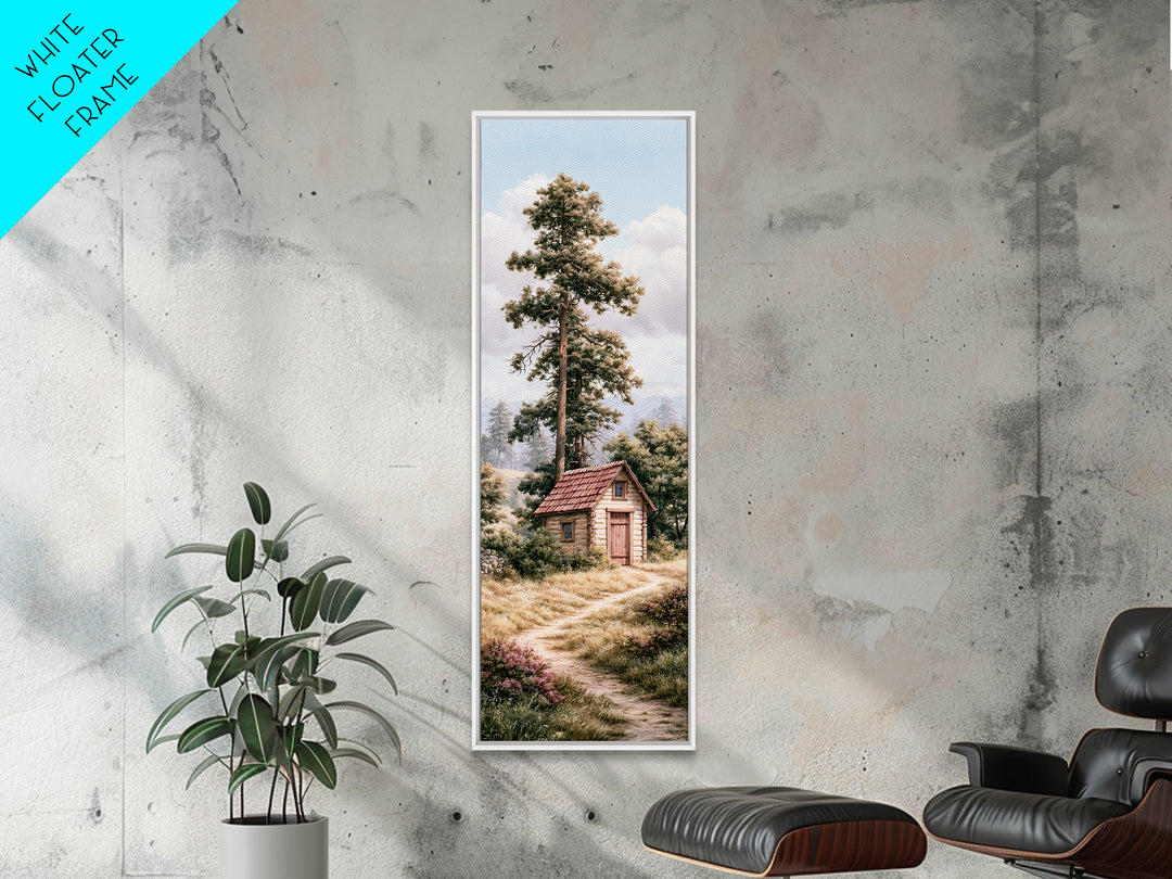 Mountain Cabin Landscape Canvas Print, Rustic Art, Printable Wall Art, Farmhouse Decor, Oil Painting, Rustic, Wood Art, RUS-1x3-39
