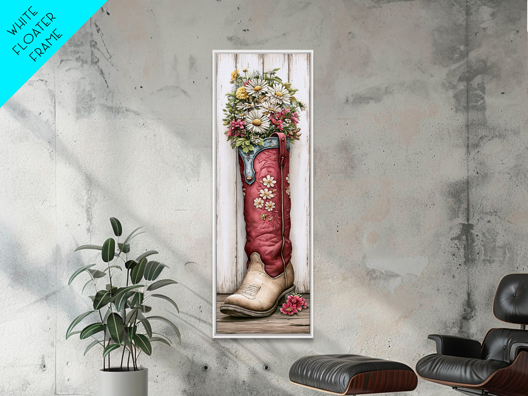 Old Boots Filled Canvas Print, Rustic Art, Landscape Art, Farmhouse Decor, Oil Painting, Rustic, Room Decor, Textured Painting, RUS-1x3-42