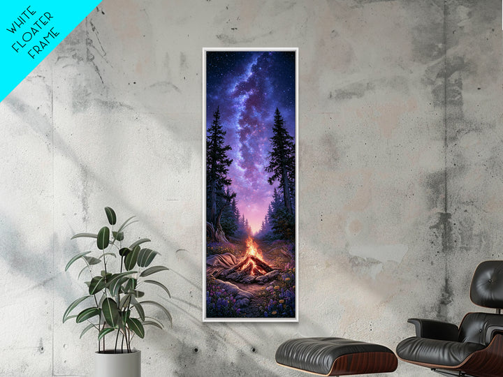 Campfire under a Starry Sky Framed Canvas Print, Rustic Art, Downloadable Art, Farmhouse Decor, Fine Art, Rustic, RUS-1x3-70