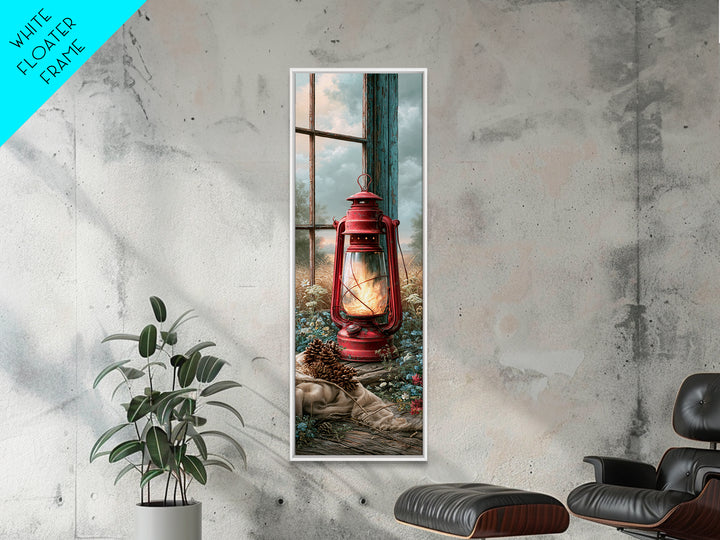 Rustic Lantern Glowing Beside Pinecones Canvas Print, Rustic Art, Boho Wall Art, Farmhouse Decor, Rustic, Downloadable Art, RUS-1x3-88