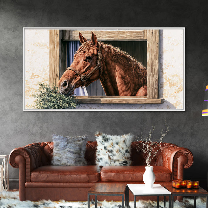 Brown Horse Portrait Framed Canvas Print, Rustic Art, Home Decor, Farmhouse Decor, Fine Art, Rustic, Living Room Decor, RUS-2x1-1