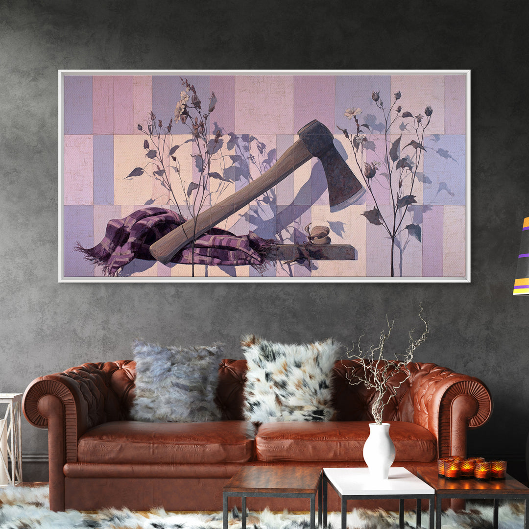 Trout Fishing Lure and River Stones Framed Canvas Print, Rustic Art, Luxury Decor, Farmhouse Decor, Fine Art, Rustic, RUS-2x1-34