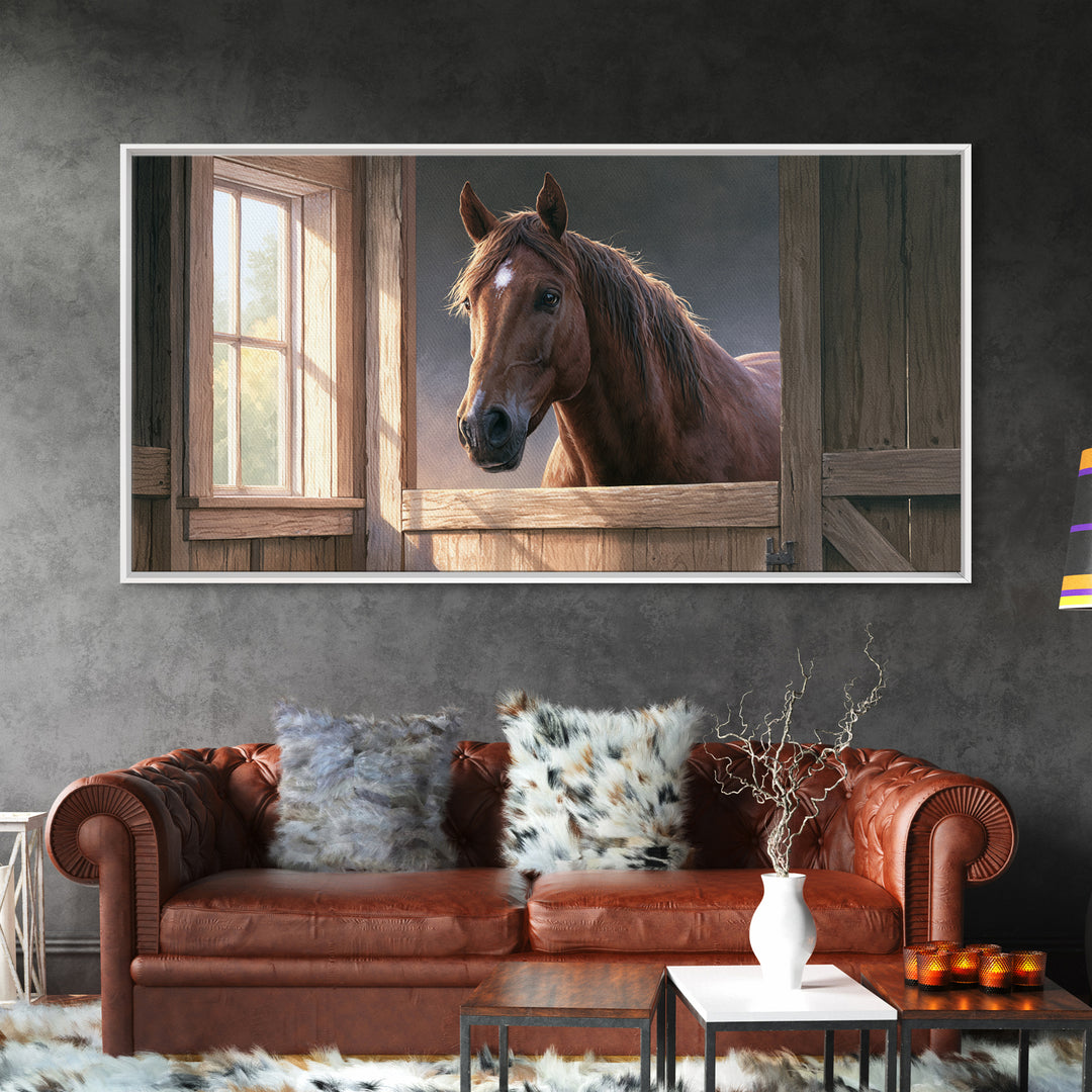 Brown Horse Portrait Canvas Print, Rustic Art, Printable Wall Art, Farmhouse Decor, Fine Art, Rustic, Wood Art, Modern Art, RUS-2x1-73
