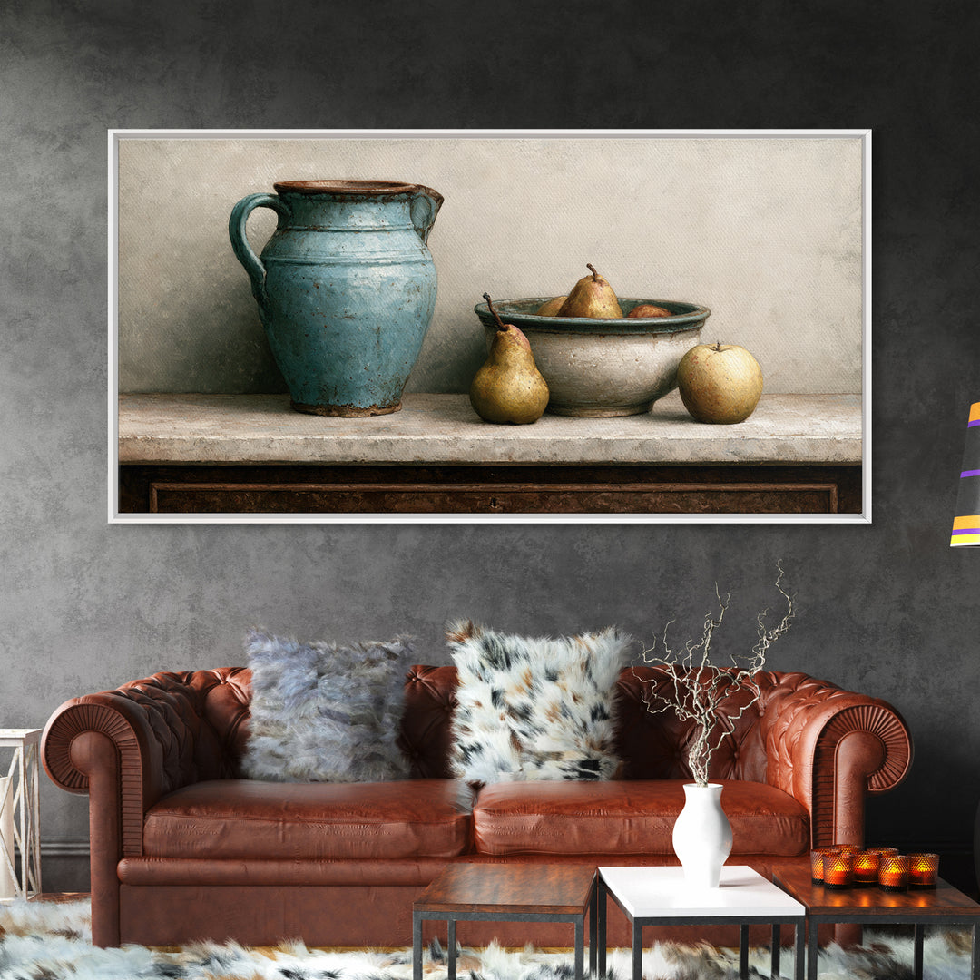 Rustic Pear and Apple Still Life Canvas Print, Rustic Art, Printable Art, Farmhouse Decor, Fine Art, Rustic, Farmhouse Wall Art, RUS-2x1-89