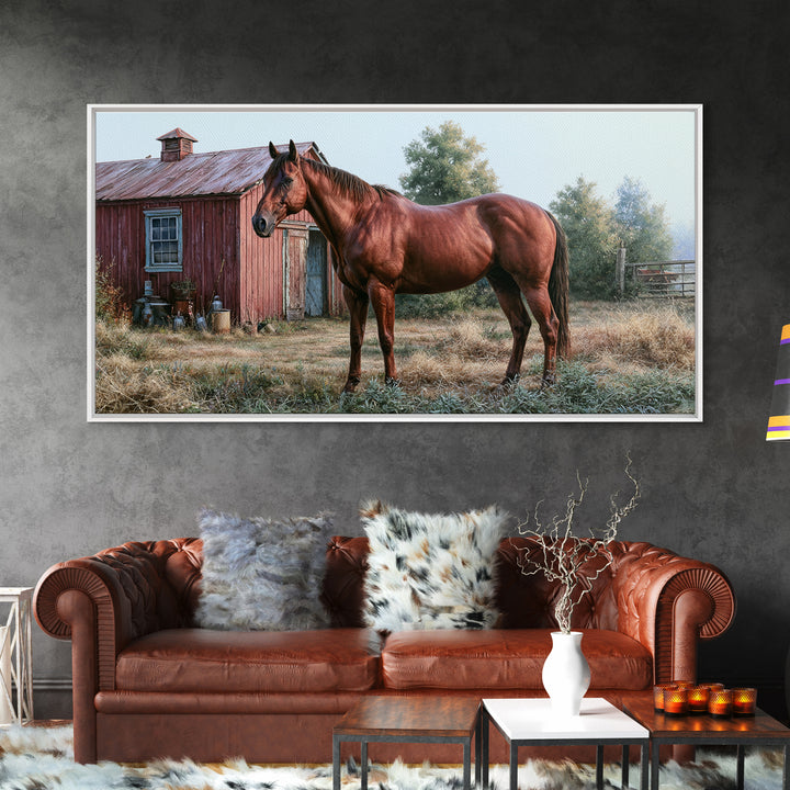 Brown Horse Portrait Framed Canvas Print, Rustic Art, Farmhouse Decor, Oil Painting, Rustic, Gallery Wall Art, RUS-2x1-97