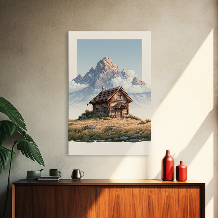 Mountain Cabin Landscape Canvas Print, Rustic Art, Gallery Wall Set, Farmhouse Decor, Fine Art, Rustic, Minimalist Decor, RUS-2x3-11