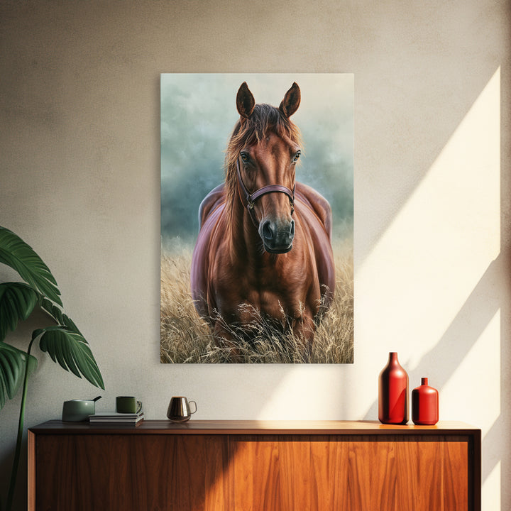 Brown Horse Portrait Framed Canvas Print, Rustic Art, Painting, Farmhouse Decor, Fine Art, Rustic, Boho Wall Art, 3d Wall Art, RUS-2x3-13