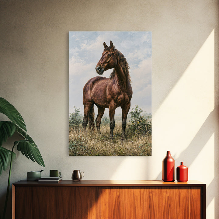 Brown Horse Portrait Framed Canvas Print, Rustic Art, Painting, Farmhouse Decor, Fine Art, Rustic, Boho Wall Art, 3d Wall Art, RUS-2x3-37