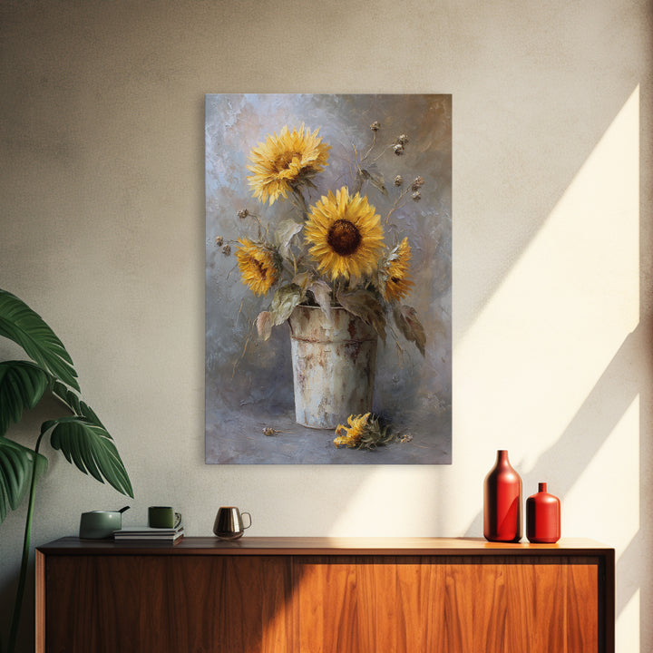 Handwoven Basket with Dried Grasses Framed Canvas Print, Rustic Art, Modern Art, Farmhouse Decor, Oil Painting, Rustic, RUS-2x3-8