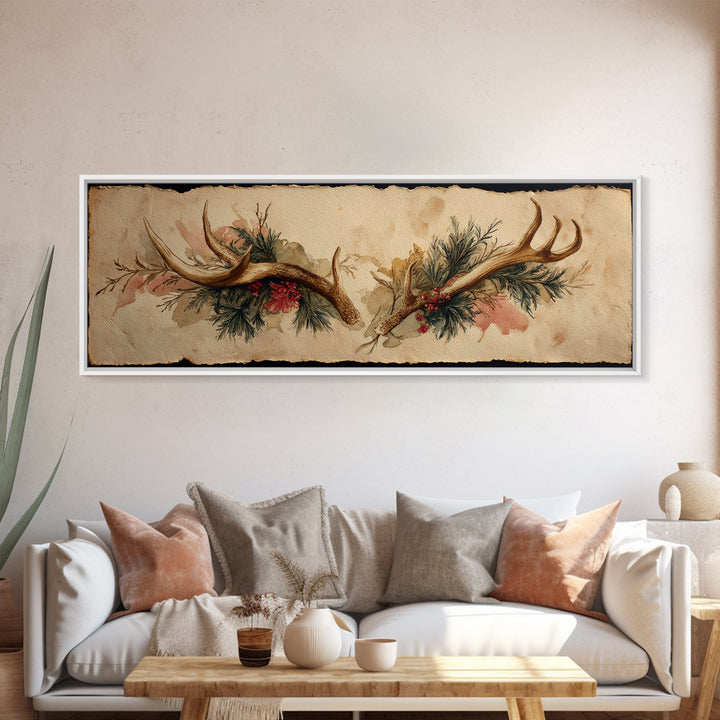Winter Mountain Scene Framed Canvas Print, Rustic Art, Downloadable Art, Farmhouse Decor, Fine Art, Rustic, Textured Painting, RUS-3x1-15