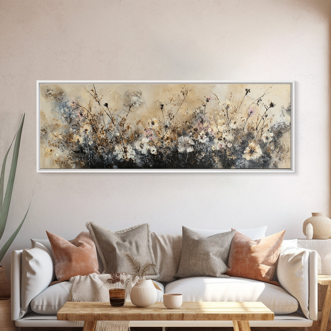 Handwoven Basket with Dried Grasses Canvas Print, Rustic Art, Minimalist Decor, Farmhouse Decor, Oil Painting, Rustic, RUS-3x1-88