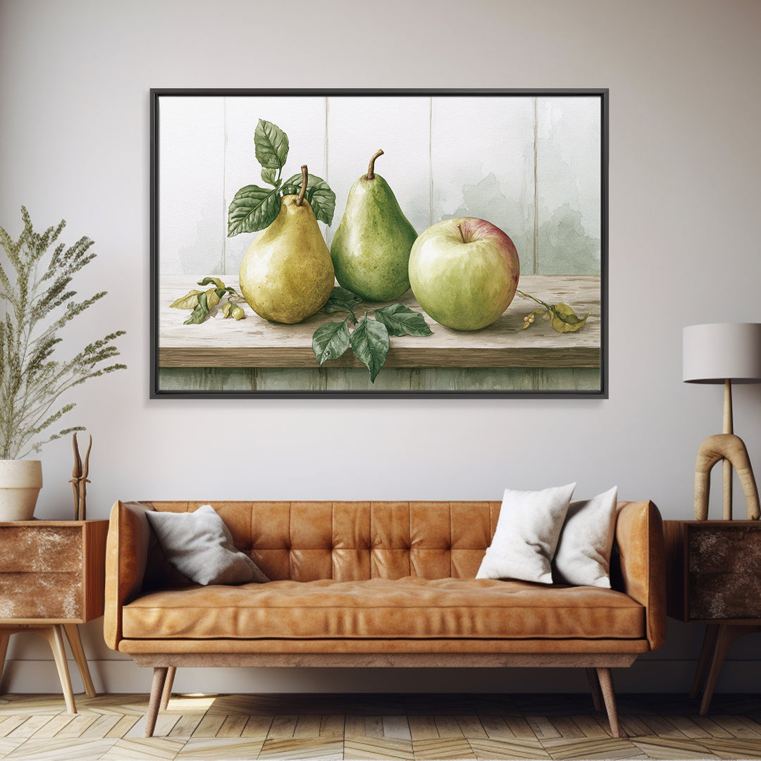 Rustic Pear and Apple Still Life Canvas Print, Rustic Art, Farmhouse Decor, Rustic, Gallery Wall Art, Landscape Wall Art, RUS-3x2-1