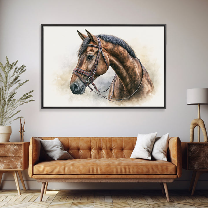 Brown Horse Portrait Canvas Print, Rustic Art, Modern Art, Farmhouse Decor, Fine Art, Rustic, Neutral Decor, Modern Decor, RUS-3x2-33