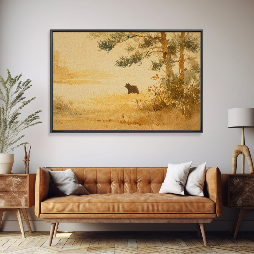 Rustic Lantern Glowing Beside Pinecones Canvas Print, Rustic Art, Living Room Art, Farmhouse Decor, Fine Art, Rustic, RUS-3x2-56