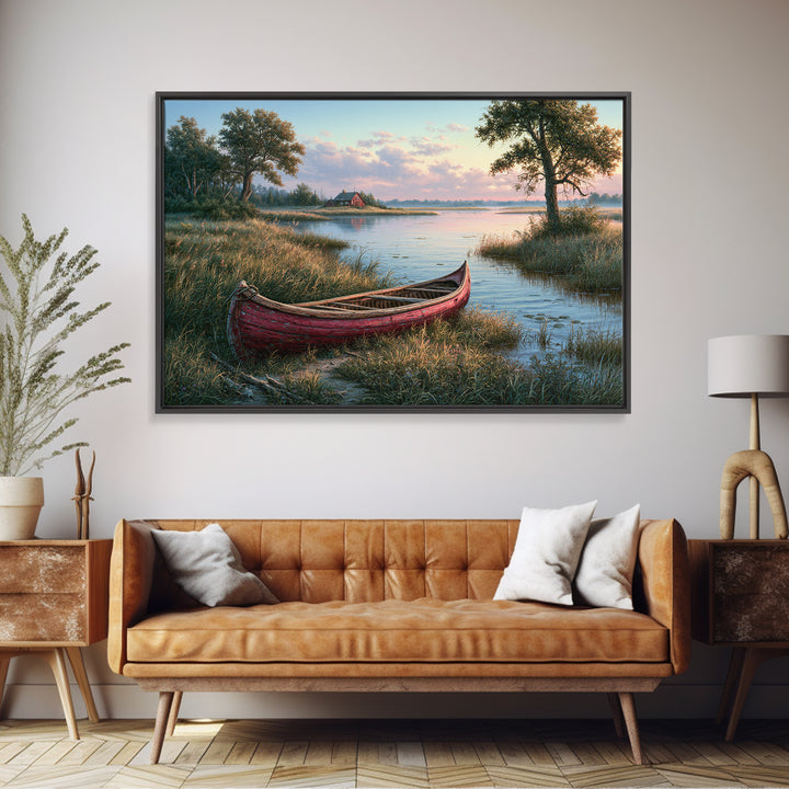 Old Canoe Pulled Onto a Lake Shore Canvas Print, Rustic Art, Neutral Decor, Farmhouse Decor, Fine Art, Rustic, Home Decor, RUS-3x2-72