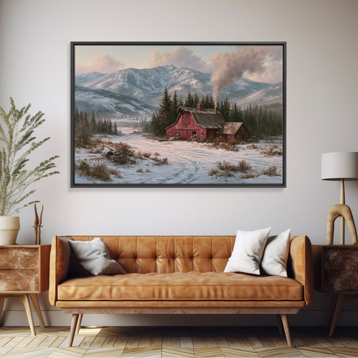 Winter Mountain Scene Canvas Print, Rustic Art, Boho Decor, Farmhouse Decor, Fine Art, Rustic, Art Print, Digital Art, RUS-3x2-75
