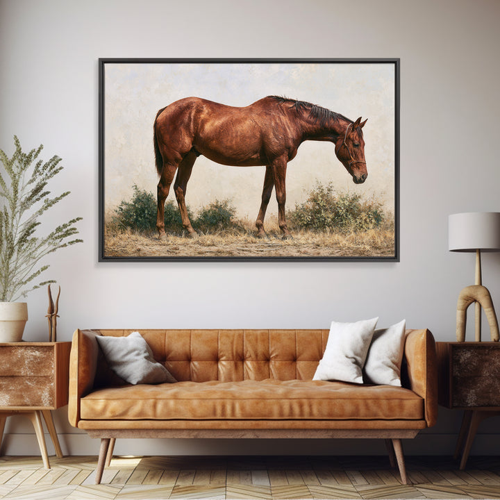 Brown Horse Portrait Framed Canvas Print, Rustic Art, Abstract Wall Art, Farmhouse Decor, Fine Art, Rustic, Landscape Art, RUS-3x2-9