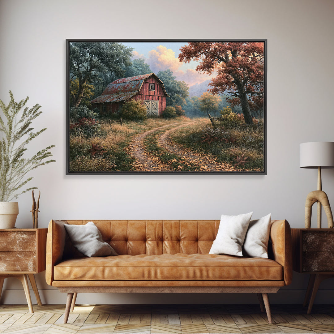 Forest Path with Golden Autumn Leaves Canvas Print, Rustic Art, Modern Art, Farmhouse Decor, Fine Art, Rustic, Neutral Decor, RUS-3x2-94