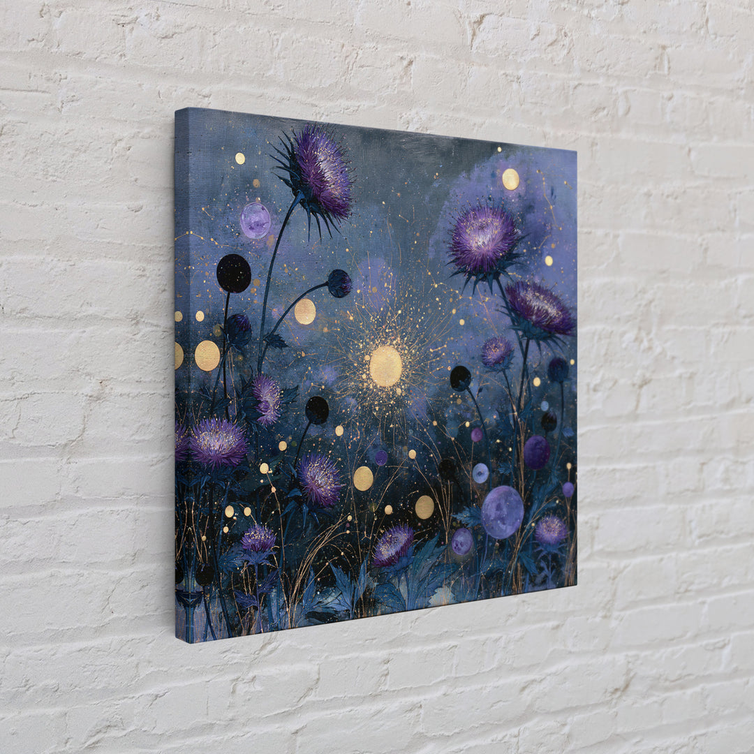 Cosmic Garden with Planets as Flowers Canvas Print, Space Art, Boho Decor, Spa Decor, Fine Art, Serenity, Painting, Posters, SAR-1x1-13