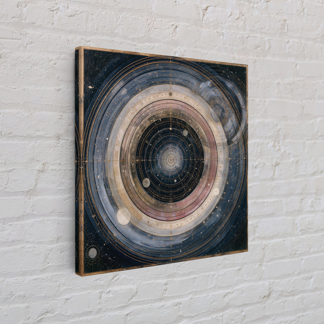 Planetary Rings Made of Ice and Light Framed Canvas Print, Space Art, Minimalist Wall Art, Spa Decor, Abstract Art, Serenity, SAR-1x1-42