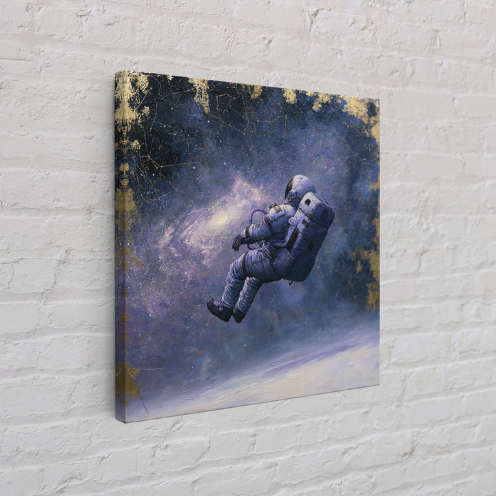 Astronaut Floating Near a Glowing Galaxy Framed Canvas Print, Space Art, Gallery Decor, Spa Decor, Oil Painting, Serenity, SAR-1x1-51