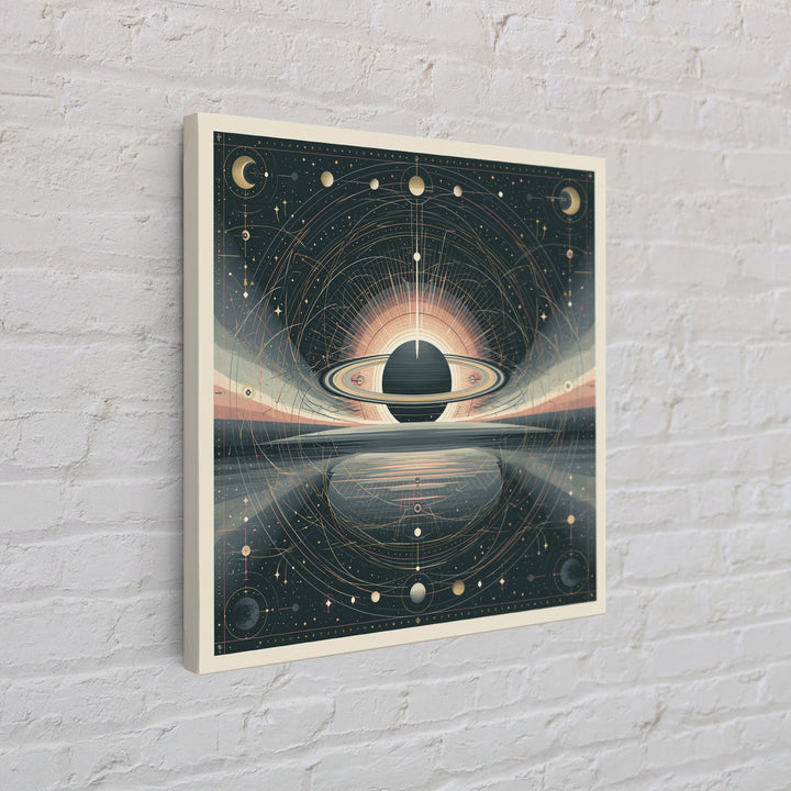 Ringed Planet Rising Framed Canvas Print, Space Art, Luxury Decor, Spa Decor, Fine Art, Serenity, Room Decor, Art Prints, SAR-1x1-74