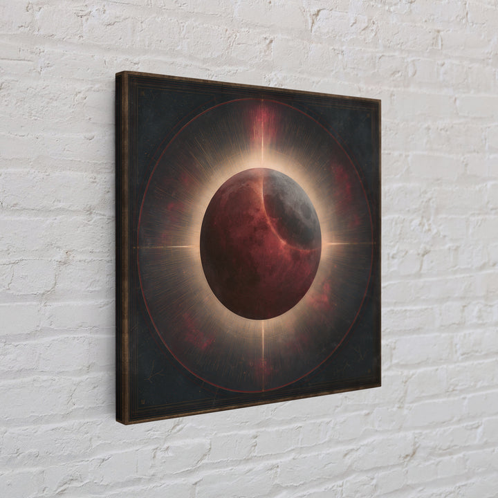 Lunar Eclipse in Deep Red Tones Framed Canvas Print, Space Art, Textured Painting, Spa Decor, Fine Art, Serenity, Art Prints, SAR-1x1-83