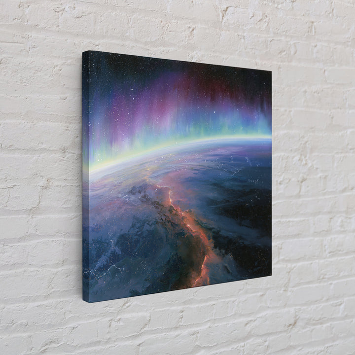 Aurora Viewed from Orbit Canvas Print, Space Art, Minimalist Decor, Spa Decor, Fine Art, Serenity, Digital Art, SAR-1x1-91